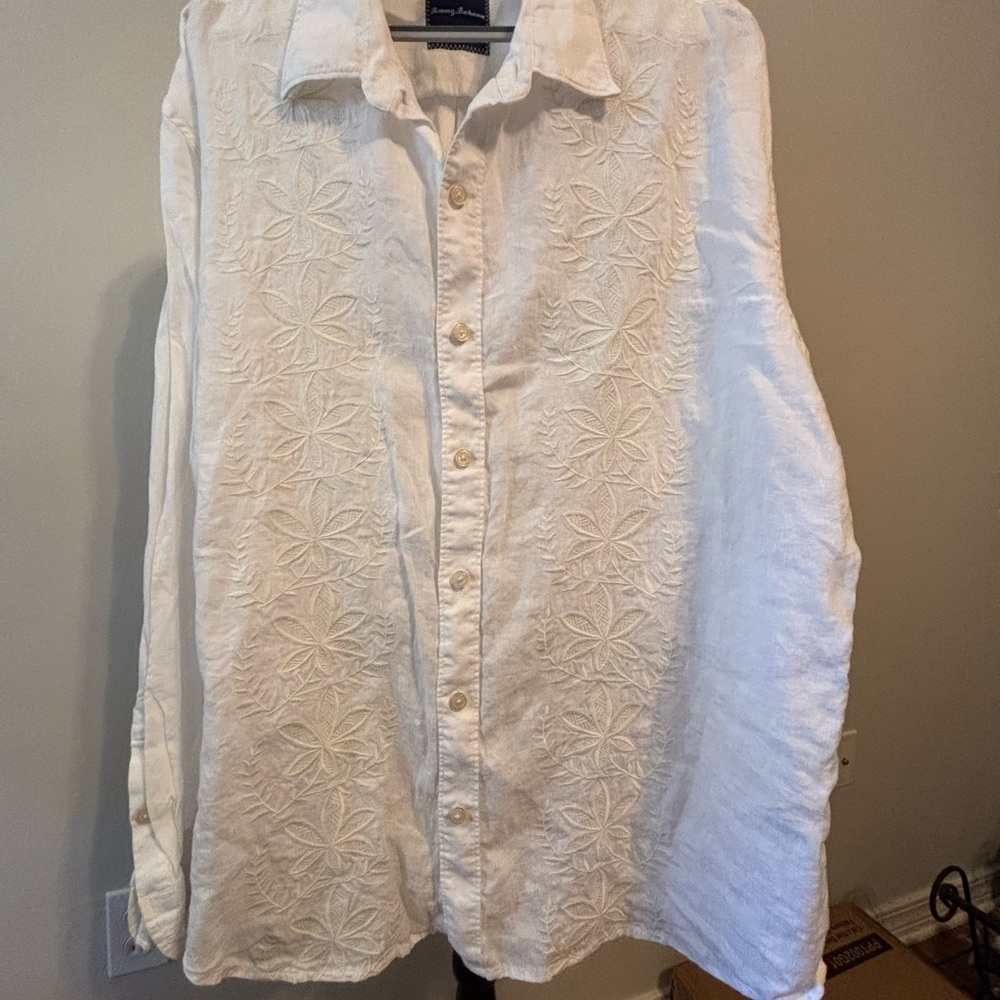 Tommy Bahama White Linen Long Sleeve Shirt